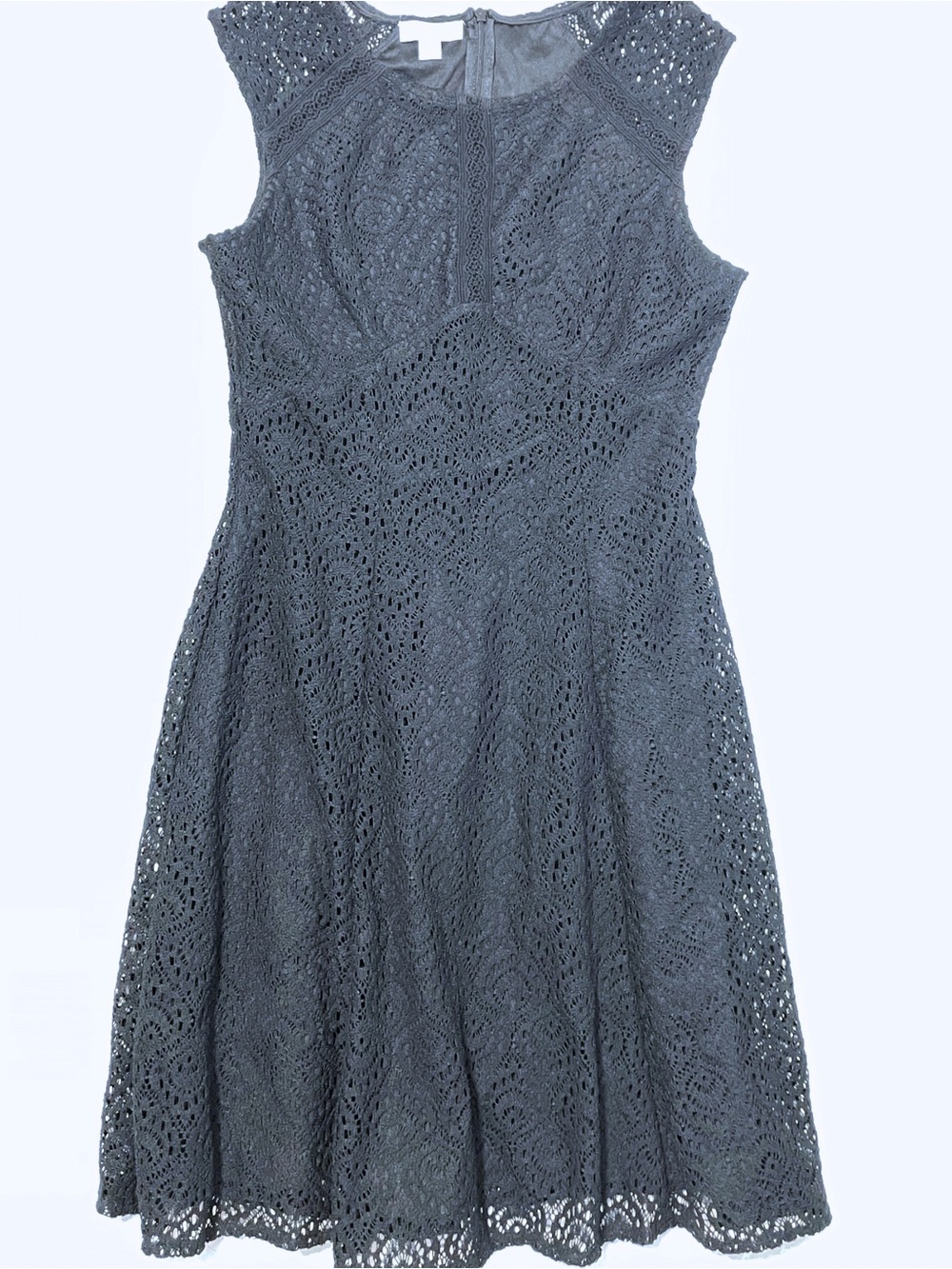 London Times 8P Black Crochet Lace Fit & Flare Party Dress